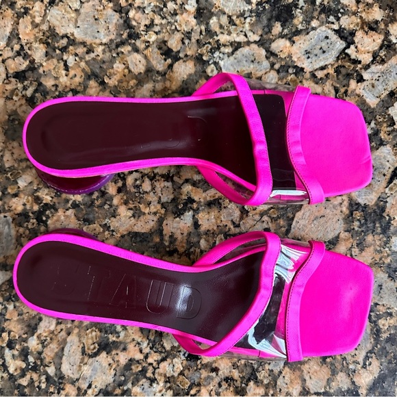 Staud Pink Simone 35 Clear Strap Leather Mule Sandals - Picture 6 of 11